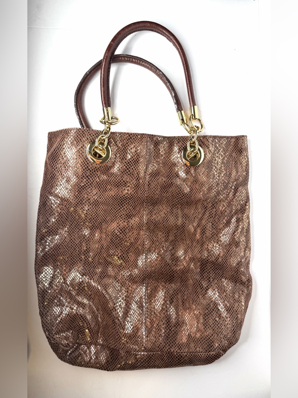 Cynthia Rowley Brown Snake-Embossed Tote with Gold Hardware - Picture 2 of 6